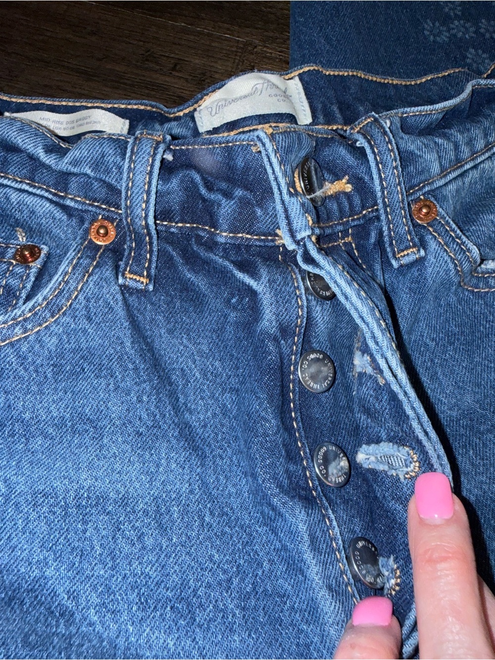 Universal Thread Blue Patterned Straight-Leg Jeans - Picture 5 of 12